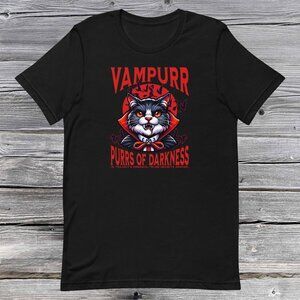 Vampurr T-Shirt | Purrs of Darkness Tee | Gothic Cat Humor Funny Vampire Cat 91